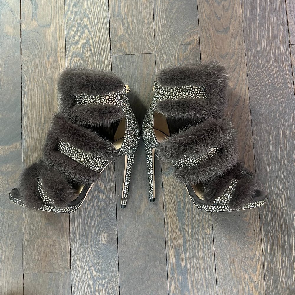Jimmy Choo Fur and Crystal Stilettos - Picture 3 of 5